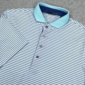 Greyson Polo Shirt Mens Large Blue Purple Striped Performance Short Sleeve Golf
